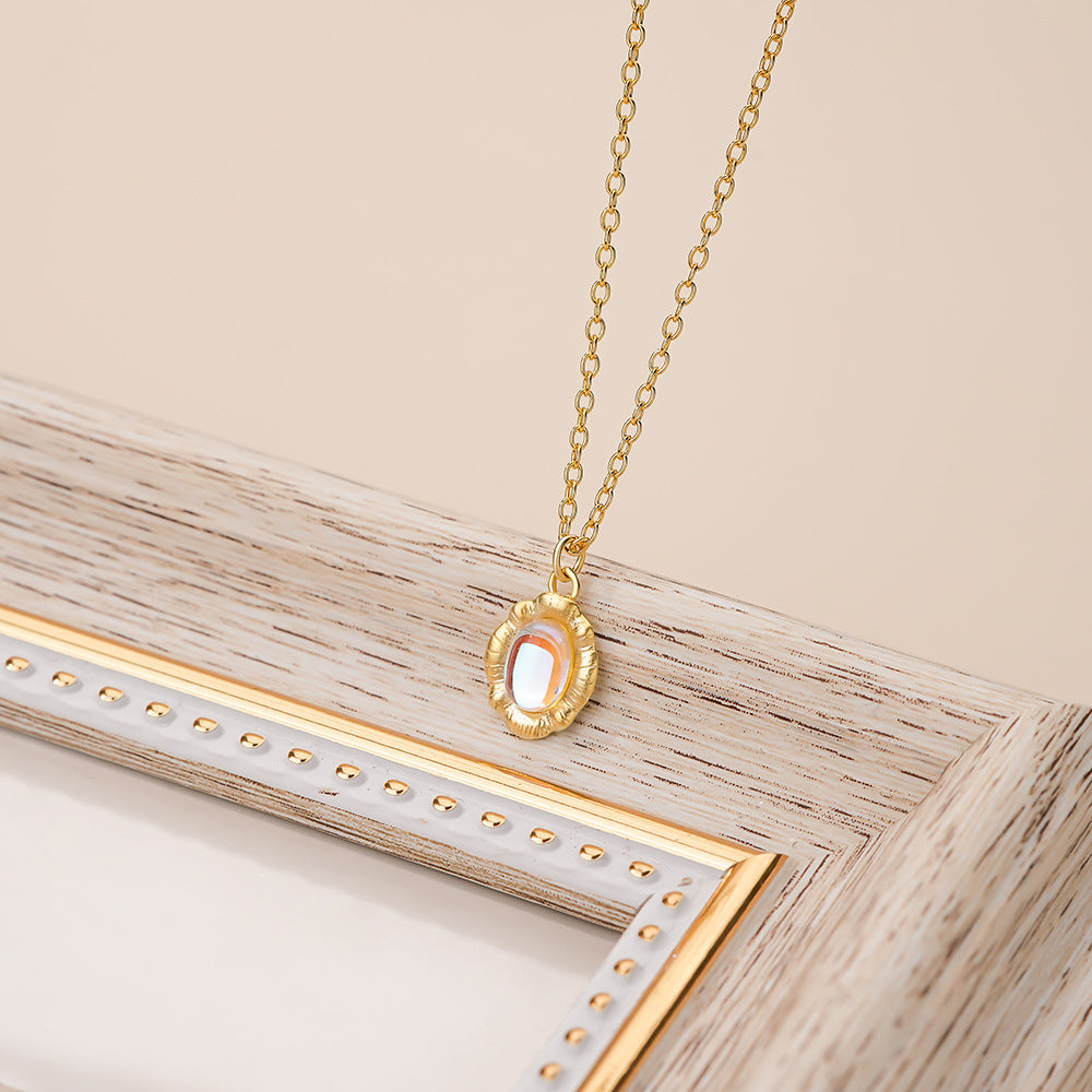 "Friends" Halskette mit ovalem Zirkonia aus 925er Sterlingsilber