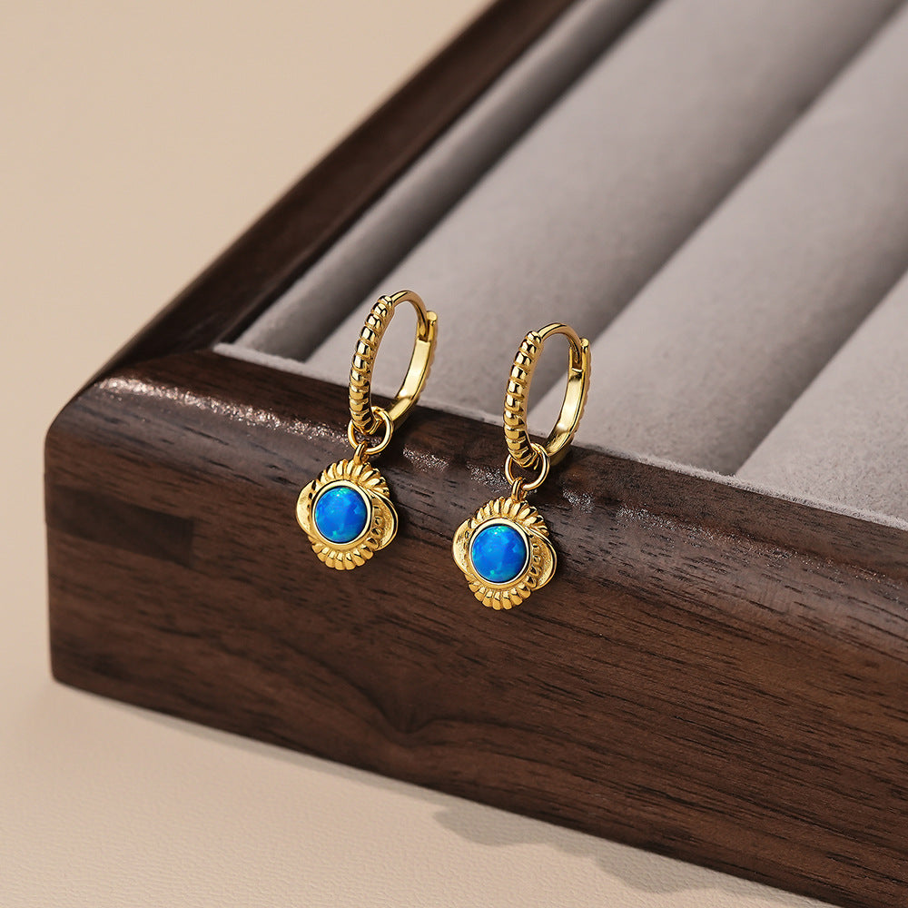 "Opariel" – Ohrringe mit natürlichen blauen Opal-Sternen aus 925er Sterlingsilber