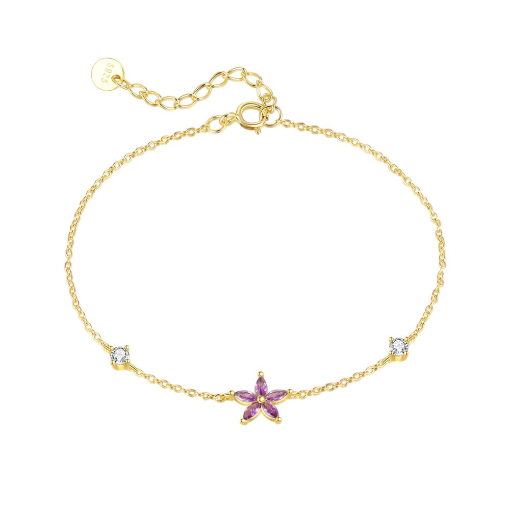 "Stellarya" - Armband mit bunten Zirkonia in Stern-, Mond- und Blumenform aus 925er Sterlingsilber