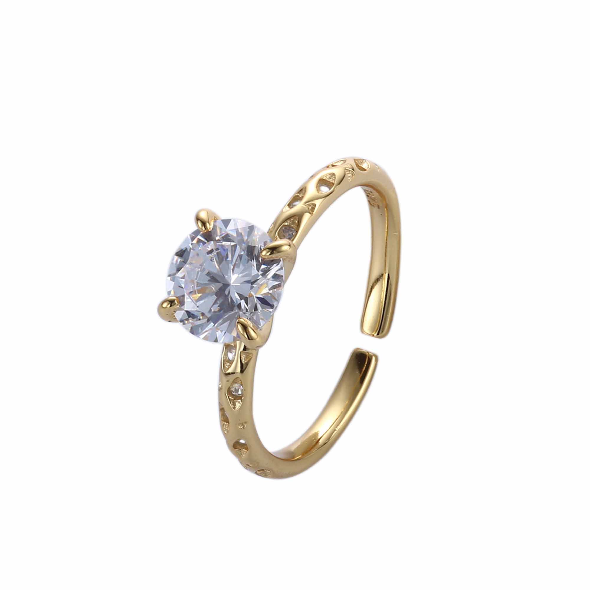"Alysira" – Runder Zirkonia-Statement-Ring, verstellbar aus 925er Sterlingsilber
