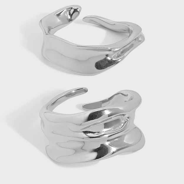 "Wevona" - Verstellbarer Ring aus 925er Sterlingsilber mit Wellenform