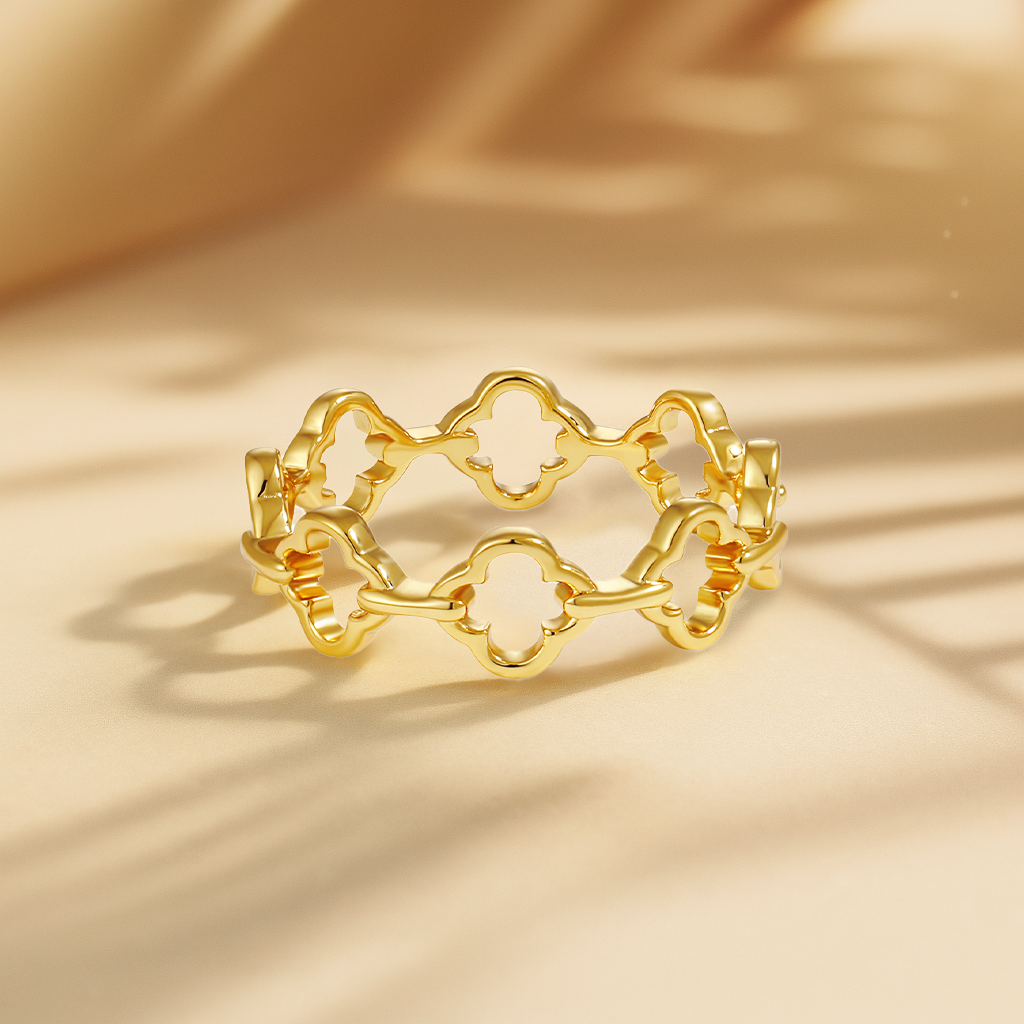 "Layvienne" - Verstellbarer Ring aus 925er Sterlingsilber mit durchbrochenem vierblättrigem Kleeblatt