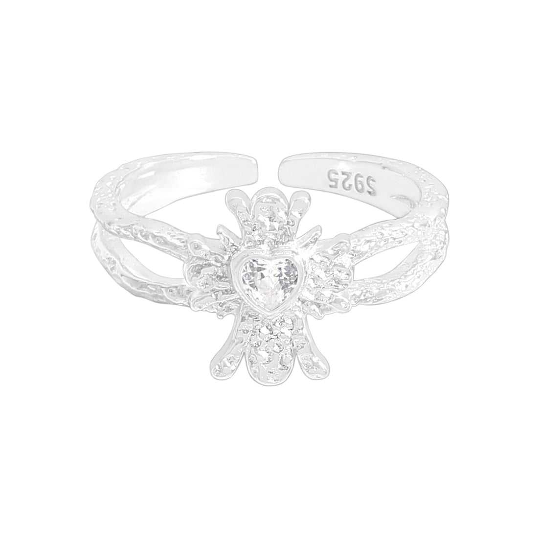 "Zirci" - Verstellbarer Ring mit funkelnden Herz & Zirkonia aus 925 Sterling Silber