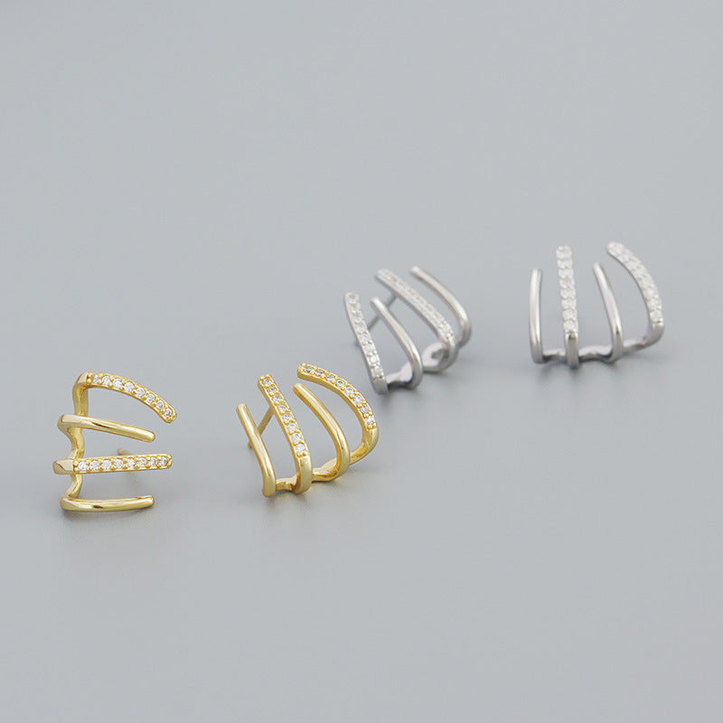"Linara" – Ohrstecker mit grafischem Linien-Design und Zirkonia aus 925er Sterlingsilber