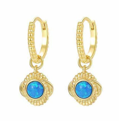 "Opariel" – Ohrringe mit natürlichen blauen Opal-Sternen aus 925er Sterlingsilber