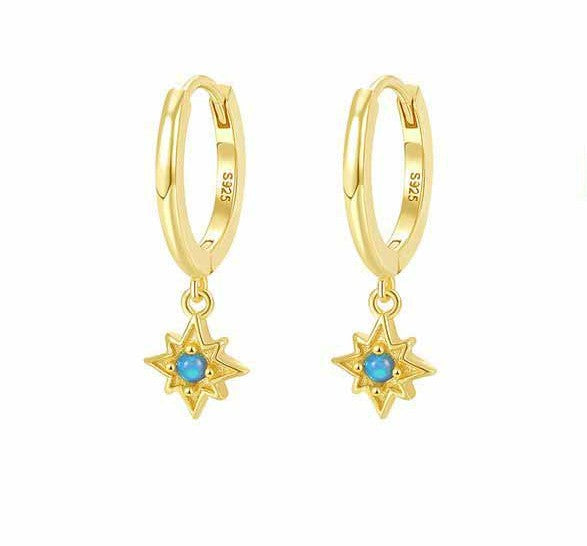"Opariel" – Ohrringe mit natürlichen blauen Opal-Sternen aus 925er Sterlingsilber