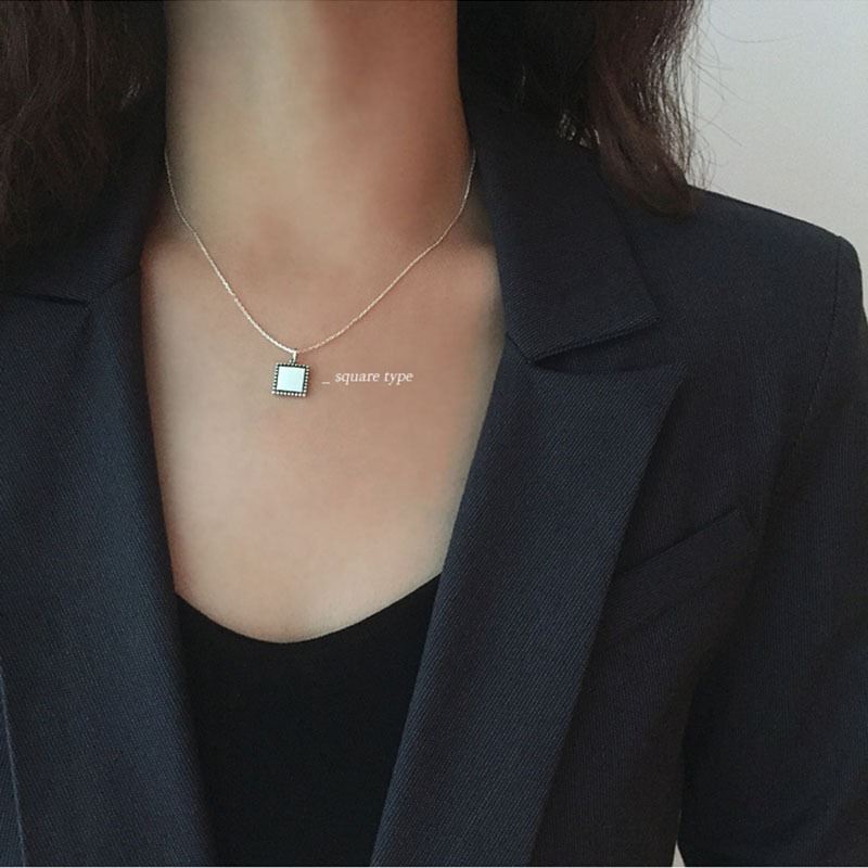 "Xeria" - Stilvolle Damenkette – Runde, Herz-, Quadrat- & Kreuz-Anhänger aus 925 Sterling Silber