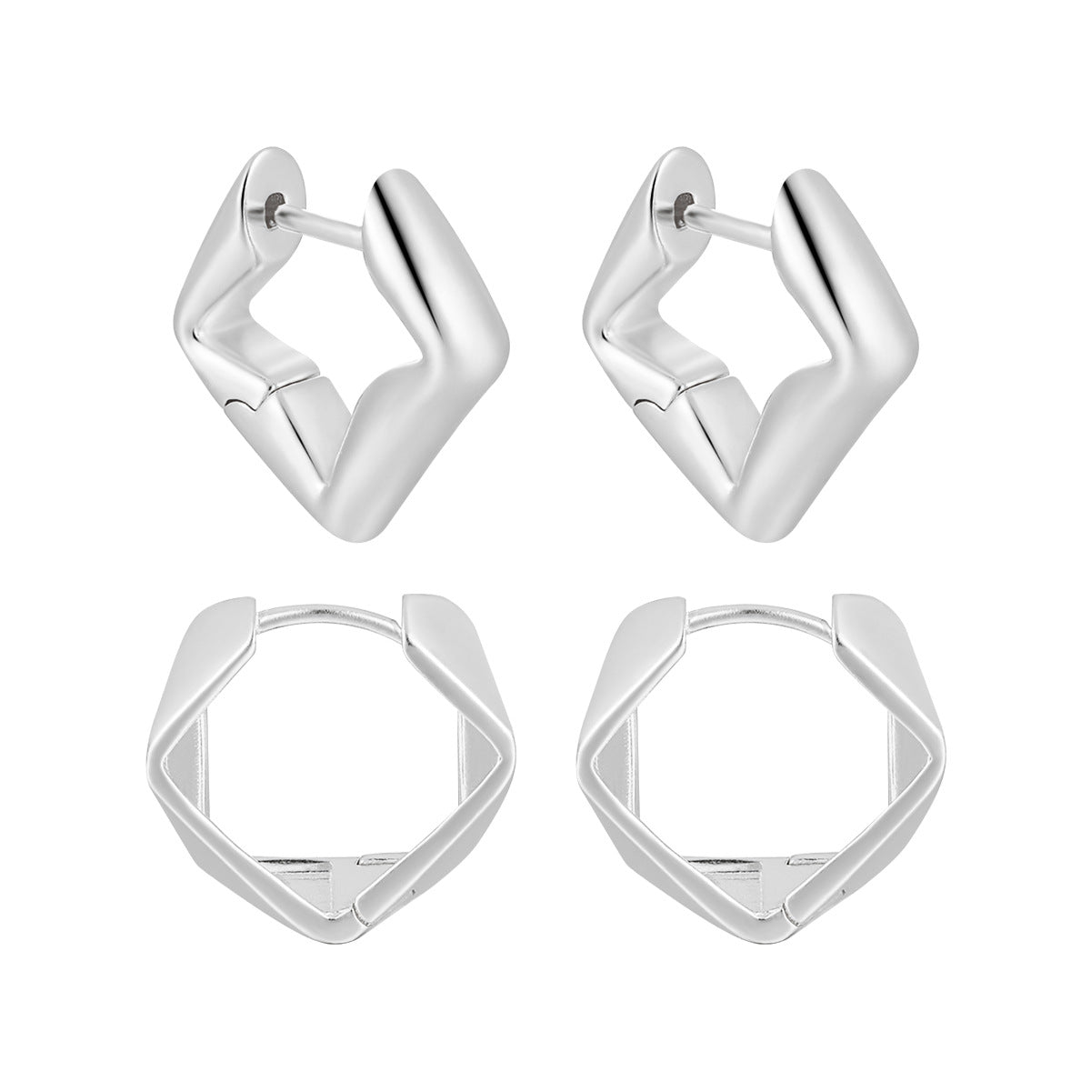 "Quadira" - Minimalistische Creolen in geometrischer Quadratform aus 925er Sterlingsilber