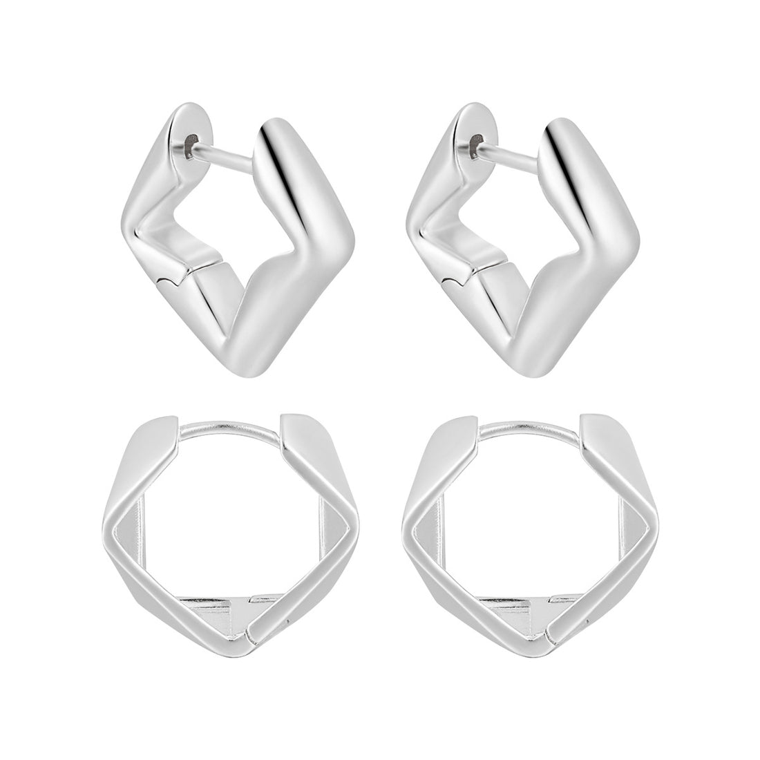 "Quadira" - Minimalistische Creolen in geometrischer Quadratform aus 925er Sterlingsilber