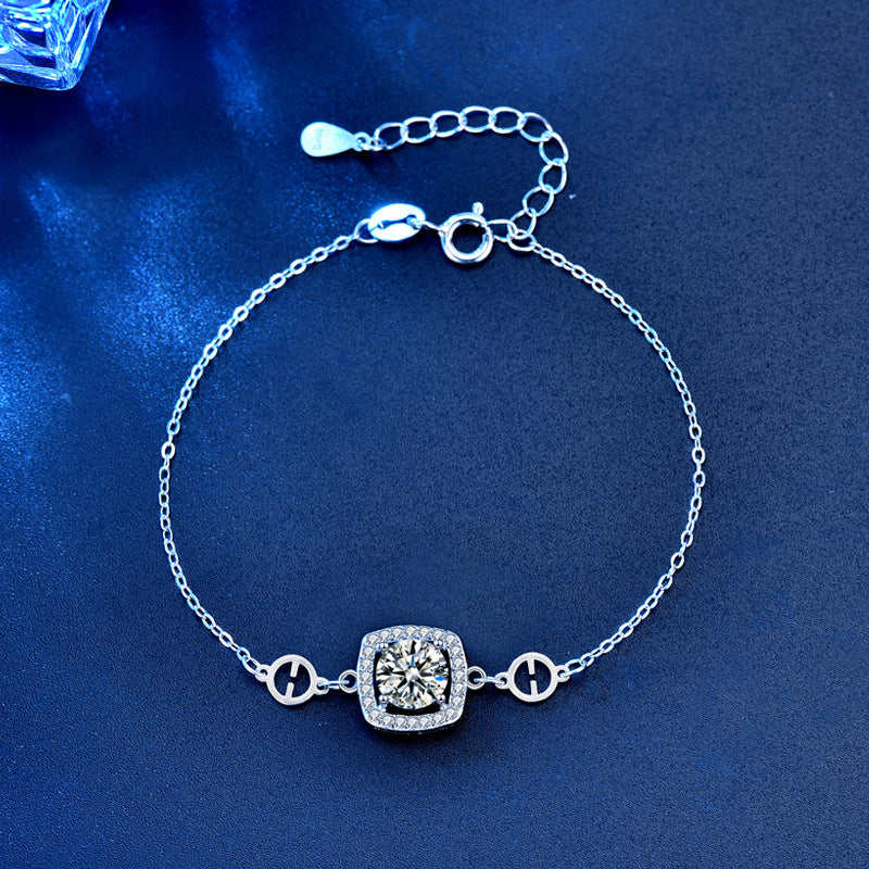 "Levira" - Armband mit Moissanit/Zirkonia-Anhänger aus 925er Sterlingsilber