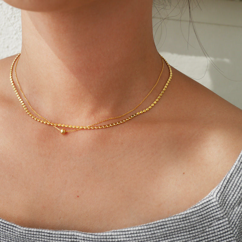 "Petalyn" - Zweireihige Kette aus 925er Sterlingsilber mit Perlen-Design