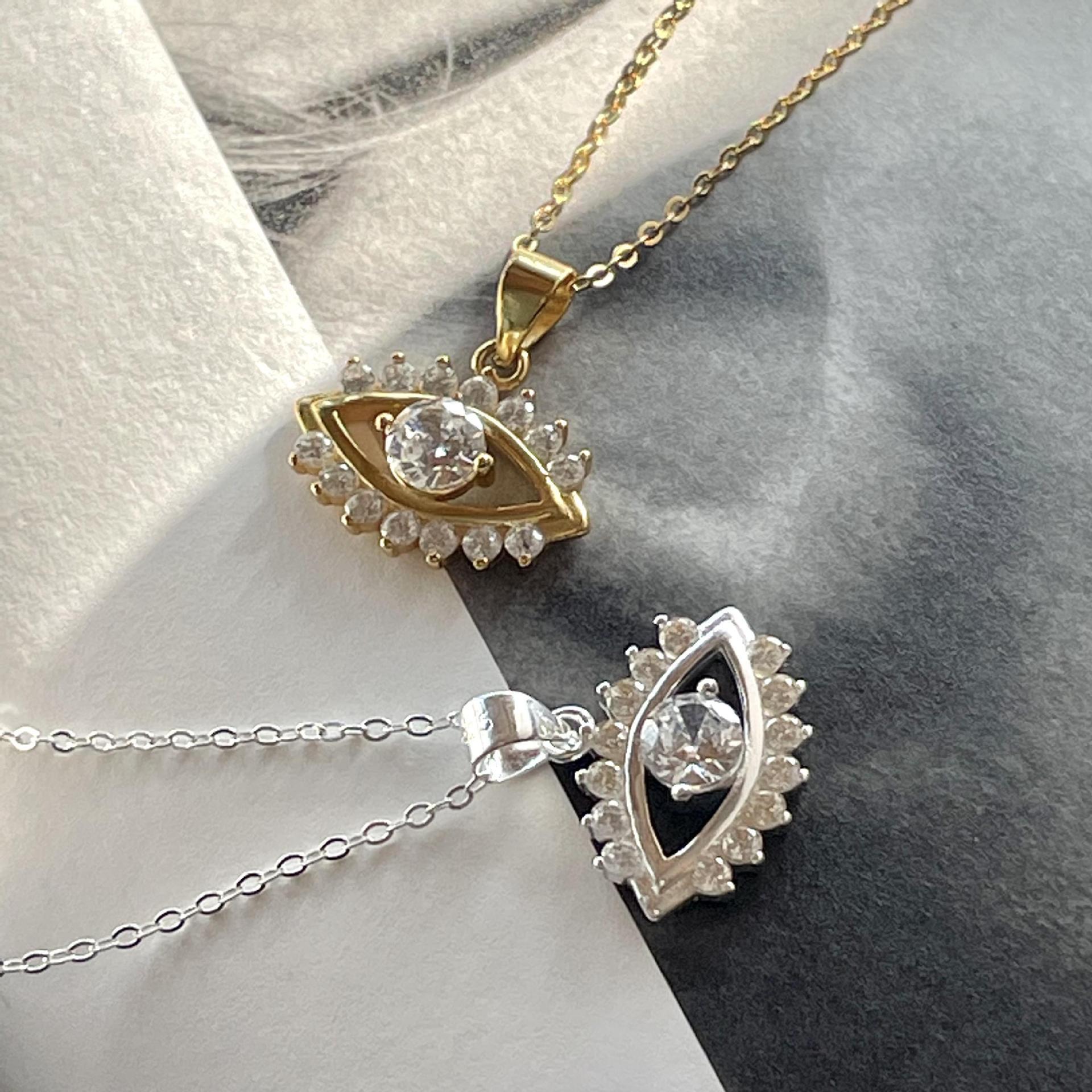 "Serenya" - Halskette aus 925er Sterlingsilber mit Zirkonia und hohlem Augen-Design