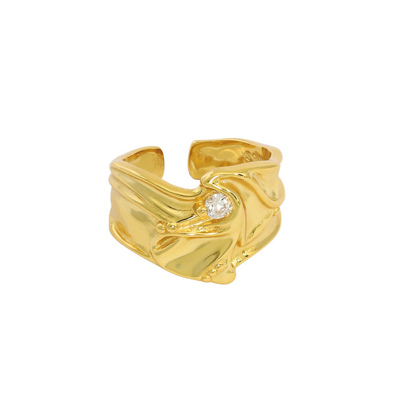 "Quenyra" - Modischer verstellbarer Ring „Fließender Fluss“ mit Zirkonia aus 925er Sterlingsilber