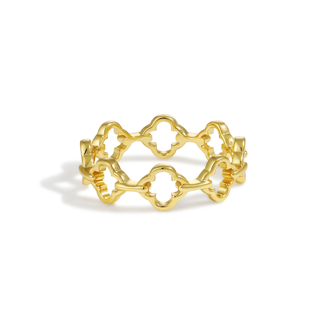 "Layvienne" - Verstellbarer Ring aus 925er Sterlingsilber mit durchbrochenem vierblättrigem Kleeblatt