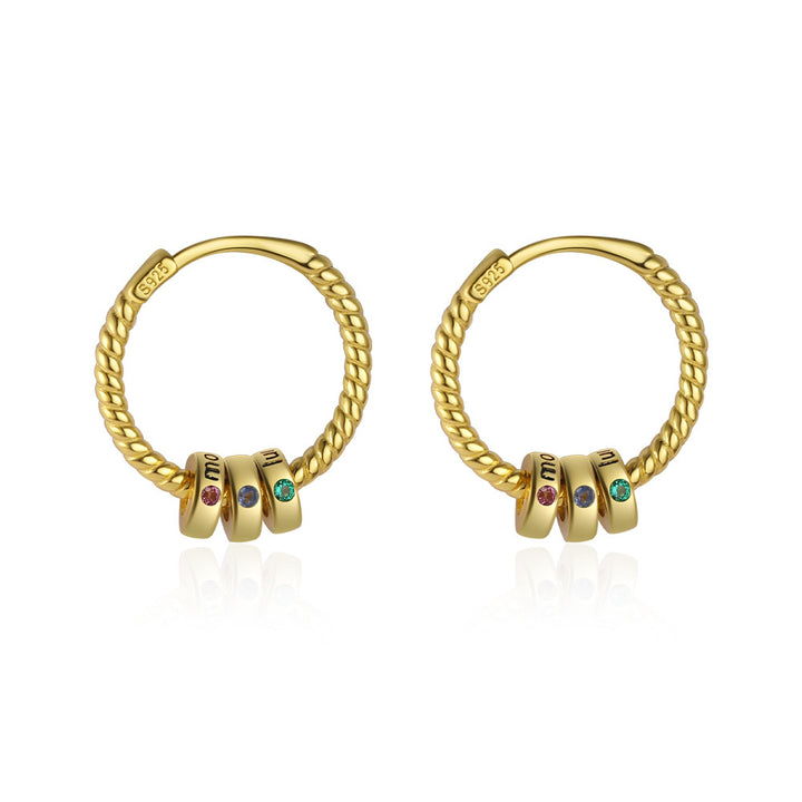 "Aurina" – Creolen-Ohrring (Einzelstück) mit Zirkonia-Kreisen aus 925er Sterlingsilber