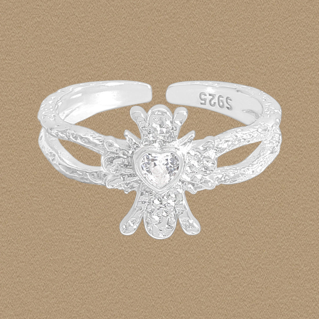 "Zirci" - Verstellbarer Ring mit funkelnden Herz & Zirkonia aus 925 Sterling Silber