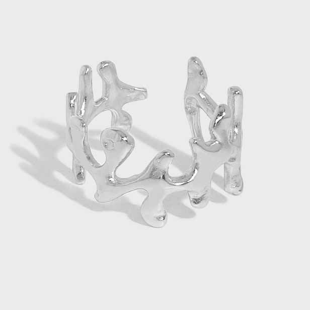 "Caerya" - Verstellbarer Ring aus 925er Sterlingsilber mit Flammenform