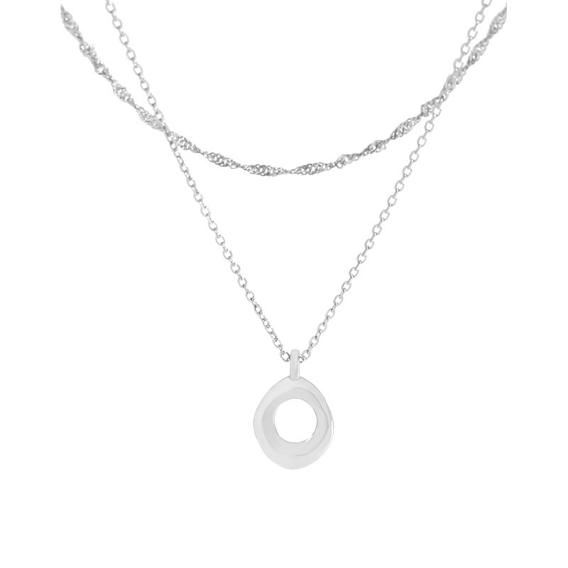 "Dawnira" - Zweireihige Halskette aus 925er Sterlingsilber mit Initialen-Anhänger