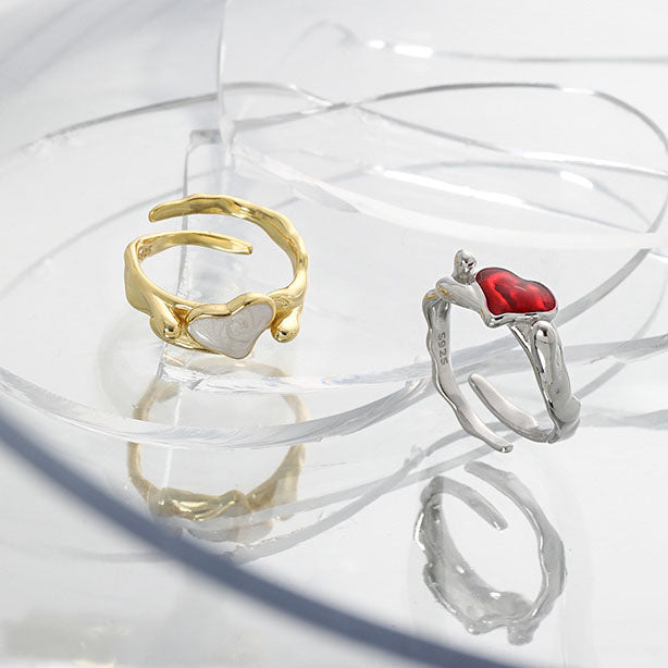 "Avenirah" – Verstellbarer Ring mit Zirkonia-Herz aus 925er Sterlingsilber