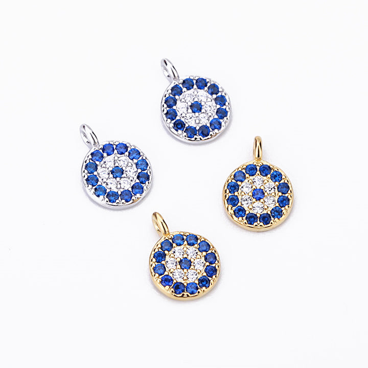 "Nazira" – Rund-Charm mit Zirkonia und Schutzsymbol aus 925er Sterlingsilber