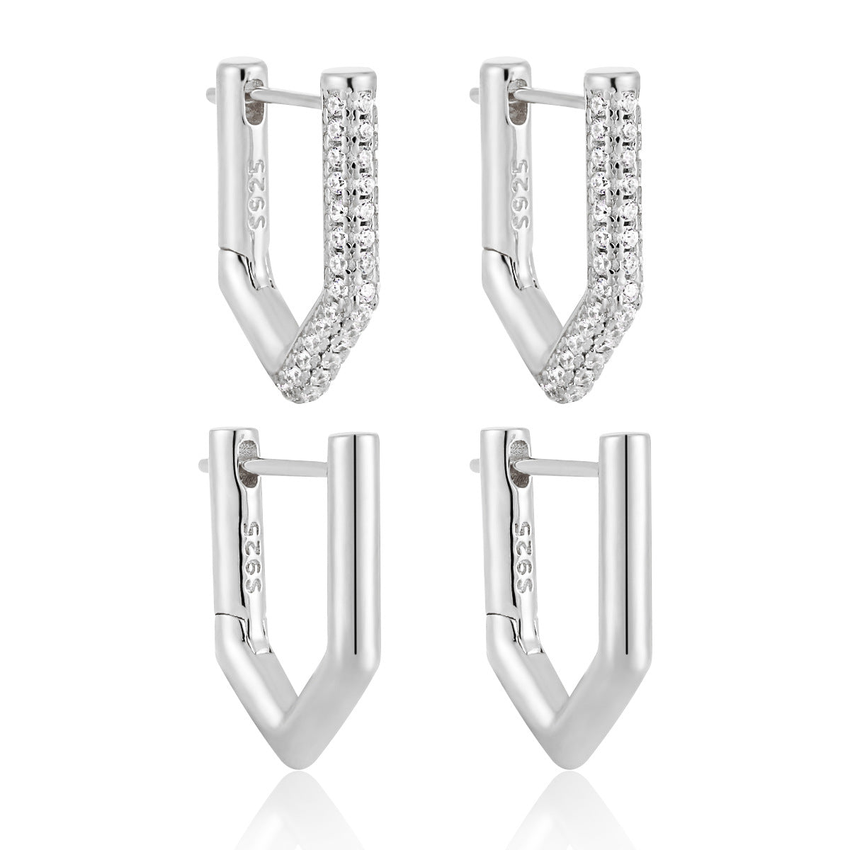 "Velorya" - Creolen mit Zirkonia in geometrischer Pentagon-Form aus 925er Sterlingsilber