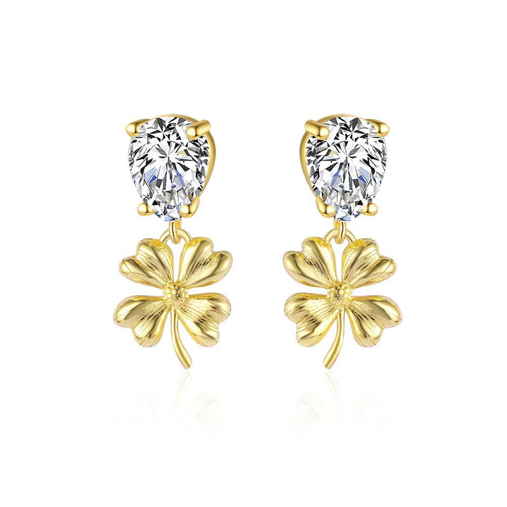 "Kleovita" – Glücksbringer-Ohrringe mit Vierblattklee und Zirkonia aus 925er Sterlingsilber