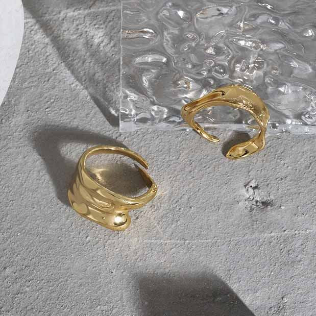"Wevona" - Verstellbarer Ring aus 925er Sterlingsilber mit Wellenform