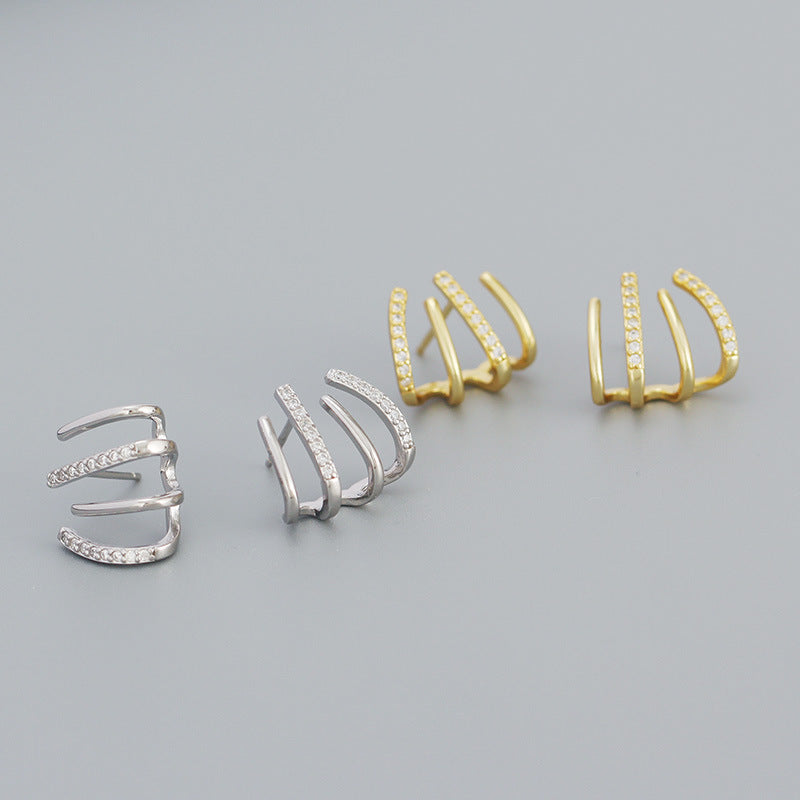 "Linara" – Ohrstecker mit grafischem Linien-Design und Zirkonia aus 925er Sterlingsilber
