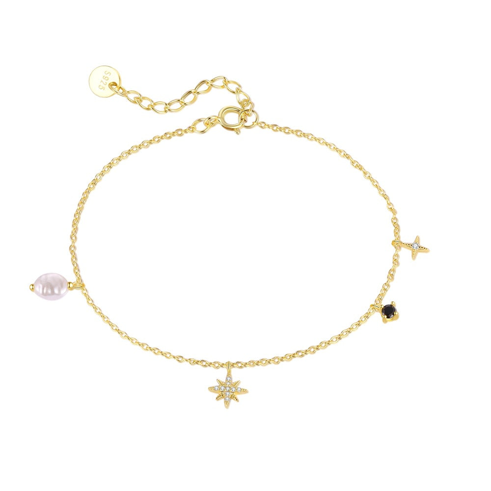 "Stellarya" - Armband mit bunten Zirkonia in Stern-, Mond- und Blumenform aus 925er Sterlingsilber