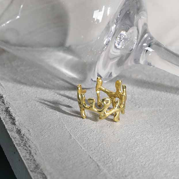 "Caerya" - Verstellbarer Ring aus 925er Sterlingsilber mit Flammenform