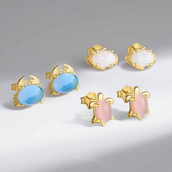 "Opalia" - Ohrstecker mit natürlichem Opal im Krabbenblüten-Design aus 925er Sterling Silber (Einzelstück)