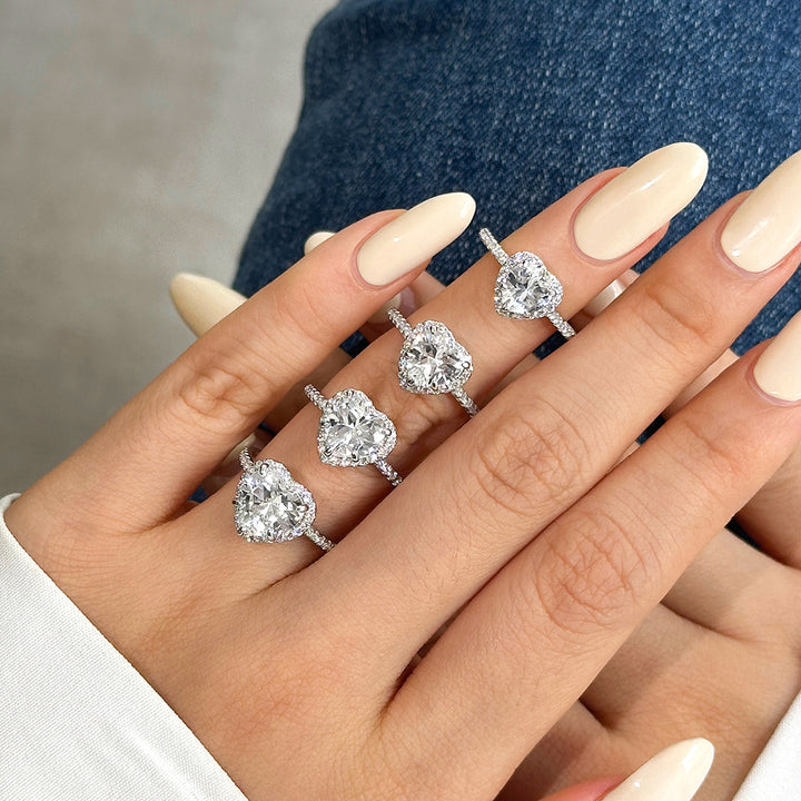 "Paliora" - Brautjungfern-Ring aus 925er Sterlingsilber mit Herz aus Zirkonia und Mikro-Fassung, größenverstellbar