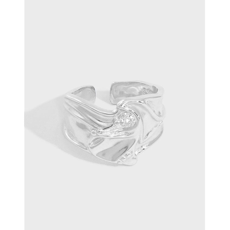 "Quenyra" - Modischer verstellbarer Ring „Fließender Fluss“ mit Zirkonia aus 925er Sterlingsilber