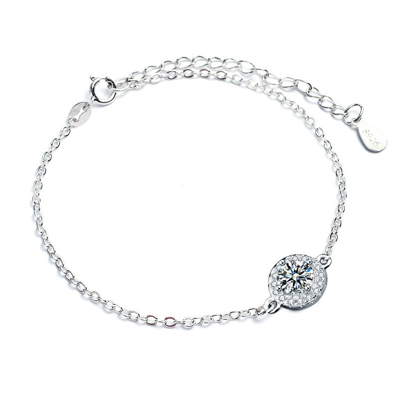 "Celestira" – Armband mit rundem Moissanit-Zirkonia und Blumen-Detail aus 925er Sterlingsilber