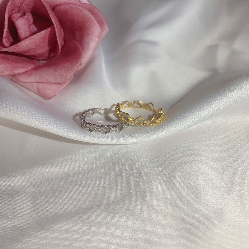 "Hollow Heart" Damenring 925er Sterlingsilber, verstellbar