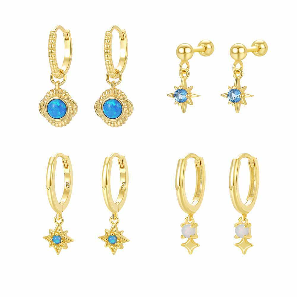 "Opariel" – Ohrringe mit natürlichen blauen Opal-Sternen aus 925er Sterlingsilber