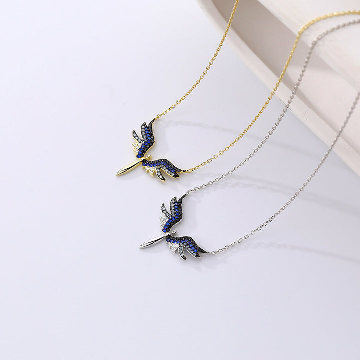 "Alire" - Halskette mit Engelsflügel-Anhänger und Zirkonia aus 925er Sterling Silber