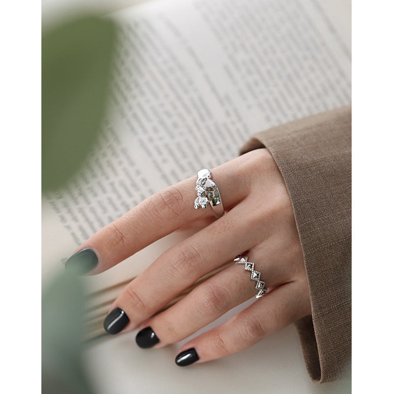 "Teddylia" - Niedlicher Mini-Bär mit Herz – Verstellbarer Ring aus 925er Sterlingsilber