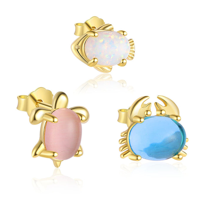 "Opalia" - Ohrstecker mit natürlichem Opal im Krabbenblüten-Design aus 925er Sterling Silber (Einzelstück)